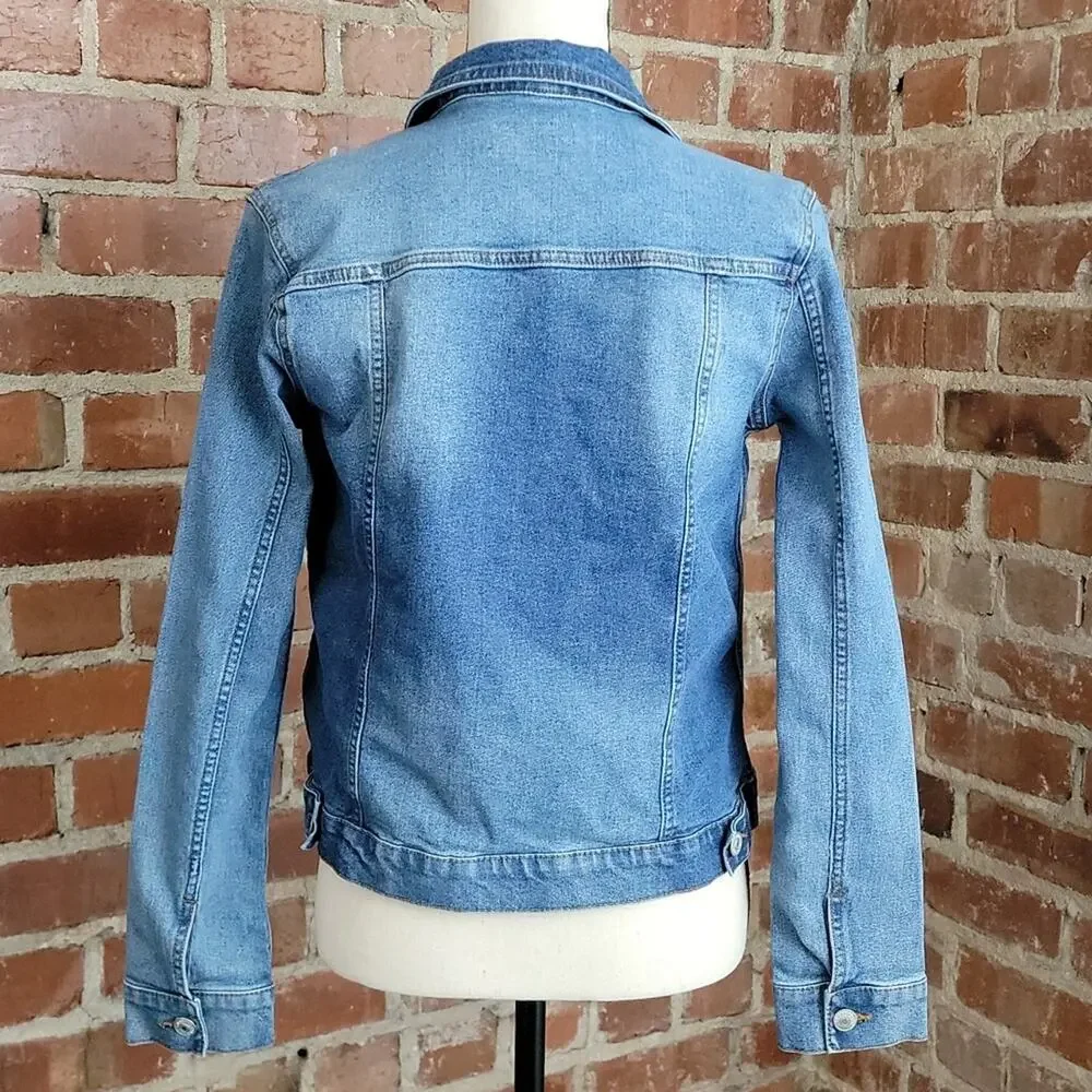 7 For All Mankind girls denim jacket with‎ floral patch XL